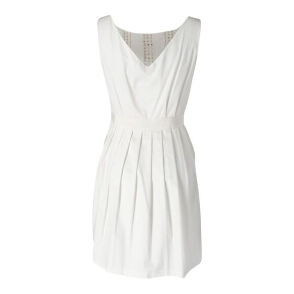 Moschino Perforated Pleated Dress in Cream Cotton